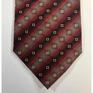 Valerio Garati Red Black Geometric Silk Tie Handmade 60.5" x 3.75"